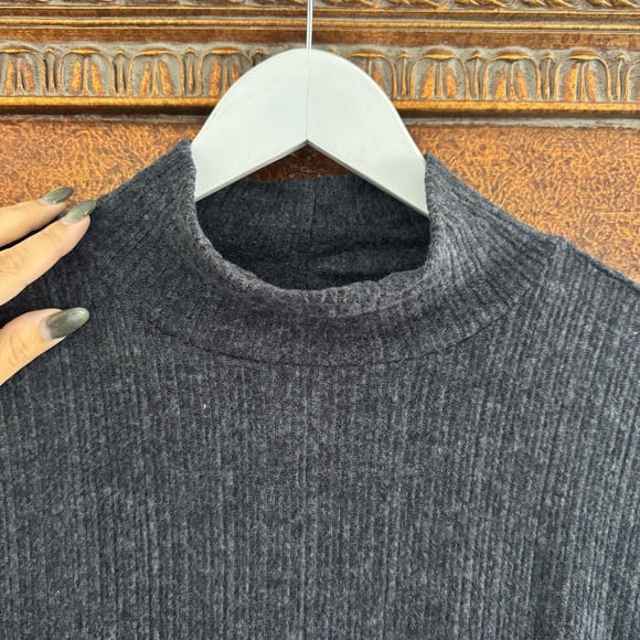 Cozy Daily Practice by Anthropologie Soft Turtleneck Side-Slit Dress Charcoal - Picture 2 of 14